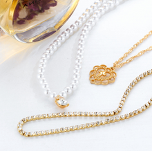 Load image into Gallery viewer, Pearl Drops Love Necklace Rhinestone Multilayer Wedding Clavicle Chain