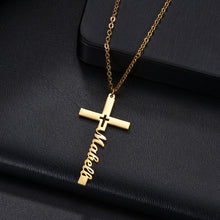 Load image into Gallery viewer, Niche Design Cross Necklace Stainless Steel English Name Clavicle Chain
