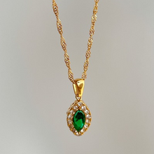 Load image into Gallery viewer, Olive Shaped Horse Eye Zircon Full Drill Titanium Steel Necklace