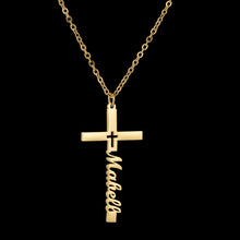Load image into Gallery viewer, Niche Design Cross Necklace Stainless Steel English Name Clavicle Chain