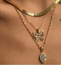 Load image into Gallery viewer, Olive Shaped Horse Eye Zircon Full Drill Titanium Steel Necklace