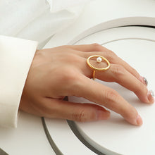 Load image into Gallery viewer, 18K Gold Geometric Titanium Steel Ring  Pearl