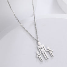 Load image into Gallery viewer, Family Series Titanium Steel Ornament Cut One Large Two Small 304 Material Stainless Steel Necklace