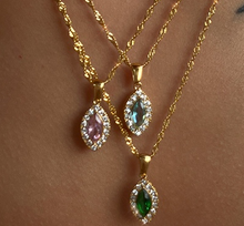 Load image into Gallery viewer, Olive Shaped Horse Eye Zircon Full Drill Titanium Steel Necklace