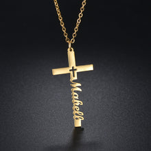 Load image into Gallery viewer, Niche Design Cross Necklace Stainless Steel English Name Clavicle Chain