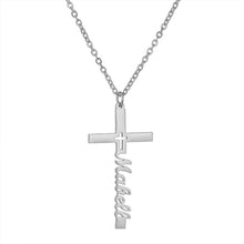 Load image into Gallery viewer, Niche Design Cross Necklace Stainless Steel English Name Clavicle Chain