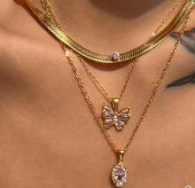 Load image into Gallery viewer, Olive Shaped Horse Eye Zircon Full Drill Titanium Steel Necklace