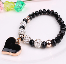 Load image into Gallery viewer, Elastic Crystal  Bracelet & Bangle Heart Bracelets