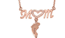 Load image into Gallery viewer, Mothers Day Gift Baby Feet Crystal Pendant Mom Necklace Personalized Custom Names Choker For Ladies