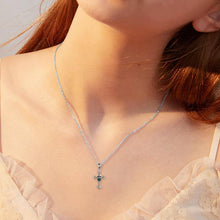 Load image into Gallery viewer, Sterling Silver Skull Cross Necklaces Faith Pandent Green Crystal Halloween Necklace