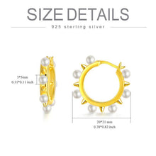 Load image into Gallery viewer, 925 Sterling Silver Rivet Hoop Earrings for Women Girls Freshwater Cultured Pearl Hoop Earrings Dainty Jewelry