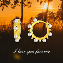 Load image into Gallery viewer, 925 Sterling Silver Rivet Hoop Earrings for Women Girls Freshwater Cultured Pearl Hoop Earrings Dainty Jewelry