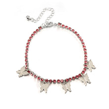 Load image into Gallery viewer, Rhinestone Anklets For Women Zirconia Butterfly Cuban Link Anklet Bracelet On Leg Chain Bohemia Jewelry Foot Accesories