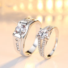 Load image into Gallery viewer, Diamond Romantic Couple Rings Men's Silver Plated Pair Rings