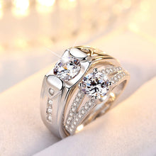 Load image into Gallery viewer, Diamond Romantic Couple Rings Men's Silver Plated Pair Rings