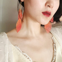 Load image into Gallery viewer, Yellow leaf leaf tassel earring earrings without pierced ears