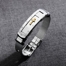 Load image into Gallery viewer, Stainless Steel Cross Bible Charm Bracelet Wristband For Men Adjustable Watch Bands Bracelet Christian Jewelry