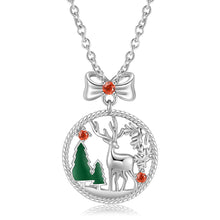 Load image into Gallery viewer, S925 Sterling Silver Hollow Necklace Elk Necklace Christmas Jewelry