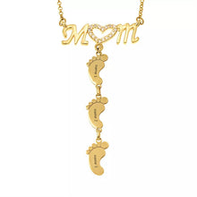 Load image into Gallery viewer, Mothers Day Gift Baby Feet Crystal Pendant Mom Necklace Personalized Custom Names Choker For Ladies