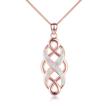 Load image into Gallery viewer, Sterling Silver Irish Celtic Knot Opal Pendant Necklace Infinity Love Necklace Gift for Her