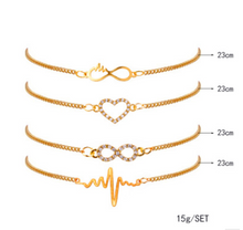 Load image into Gallery viewer, Modyle Gold Color Crystal Wedding Bracelets Set CZ Stone Heart Bracelets Bangles For Woman