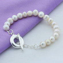 Load image into Gallery viewer, Silver Plated White Pearl Bracelet Jewelry