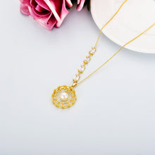 Load image into Gallery viewer, Pearl Necklace Infinity Circle Sterling Silver Pendant Necklaces for Women