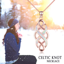 Load image into Gallery viewer, Sterling Silver Irish Celtic Knot Opal Pendant Necklace Infinity Love Necklace Gift for Her