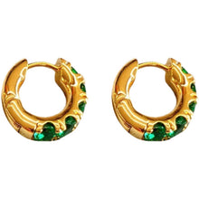 Load image into Gallery viewer, Emerald Thick Mini Ring Earring Earrings Earrings