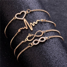 Load image into Gallery viewer, Modyle Gold Color Crystal Wedding Bracelets Set CZ Stone Heart Bracelets Bangles For Woman