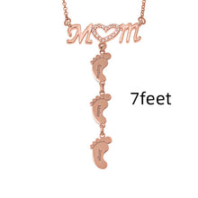 Load image into Gallery viewer, Mothers Day Gift Baby Feet Crystal Pendant Mom Necklace Personalized Custom Names Choker For Ladies
