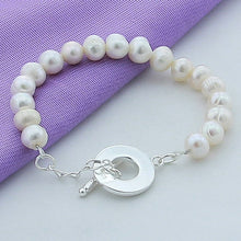 Load image into Gallery viewer, Silver Plated White Pearl Bracelet Jewelry