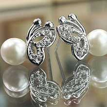 Load image into Gallery viewer, Butterfly Diamond Pearl Earrings For Women