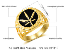 Load image into Gallery viewer, Maple Leaf Drop Oil Gold Plated Rings Unisex Hip Hop Hiphop Rings