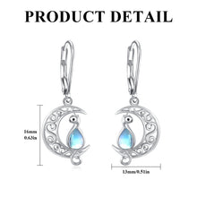 Load image into Gallery viewer, Moon Cat Earrings for Women Hypoallergenic 925 Sterling Silver Crescent Cat Drop Dangle Earrings Moon Cat Hook Earrings for Mom