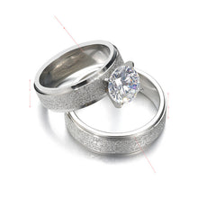 Load image into Gallery viewer, Couple Rings Sandblasted Inlaid Zircon Wedding Rings