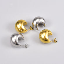 Load image into Gallery viewer, Hollow Earrings Chubby Round Tuo Tuo Titanium Steel Hollow Fashion Irregular French Retro Jewelry