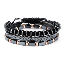 Load image into Gallery viewer, Bracelet Men's Bracelet Black Iron Stone Flying Saucer Woven Three Sets Of Bracelets Bracelet Set
