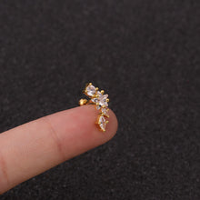 Load image into Gallery viewer, Stainless Steel Ear Piercing Jewelry Pentagonal Zircon