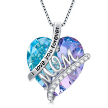 Load image into Gallery viewer, Gifts For Mom Sterling Silver Mom Necklace With Heart Birthstone Crystal Mother's Day Christmas Jewelry Gifts For Mother