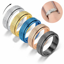 Load image into Gallery viewer, Turnable Anxiety Rings Rainbow Silver Color Relieve Stress Rings For Women Men