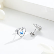 Load image into Gallery viewer, Baby Feet Earrings Birthstone Stud Earrings Baby Feet Footprint Earrings