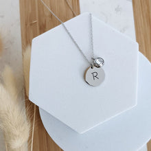 Load image into Gallery viewer, 12 Color Birthstone Stainless Steel Disc Engraved DIY Necklace
