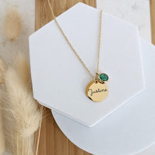 Load image into Gallery viewer, 12 Color Birthstone Stainless Steel Disc Engraved DIY Necklace
