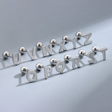 Load image into Gallery viewer, S925 Sterling Silver Glossy 26 Letters Screw Pin Ear Studs

