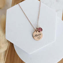 Load image into Gallery viewer, 12 Color Birthstone Stainless Steel Disc Engraved DIY Necklace
