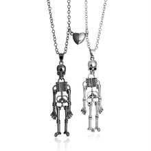 Load image into Gallery viewer, Vintage Skull Ghost Necklace Hand In Hand

