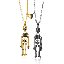 Load image into Gallery viewer, Vintage Skull Ghost Necklace Hand In Hand
