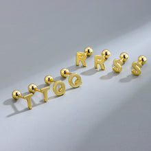 Load image into Gallery viewer, S925 Sterling Silver Glossy 26 Letters Screw Pin Ear Studs
