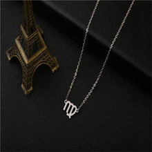 Load image into Gallery viewer, Twelve Constellation Pendant Necklace Simple Titanium Steel Clavicle Chain
